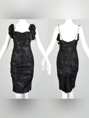 Nicole Miller Collection shiny black cocktail party dress size 6